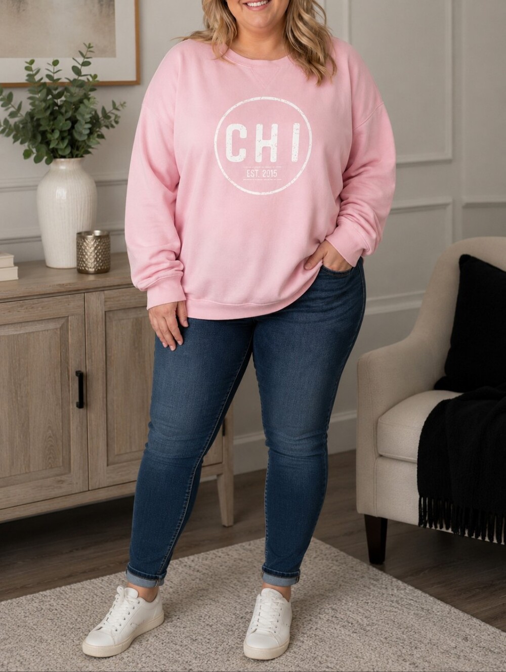 CHI Logo Crewneck Sweatshirt in Pink